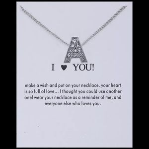 “Sara” silver initial “A” rhinestone necklace 💟